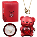 Rose Bear with Engraved Necklace