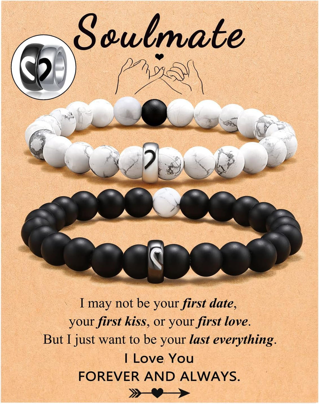 Matching Couple Heart Ring Bracelets