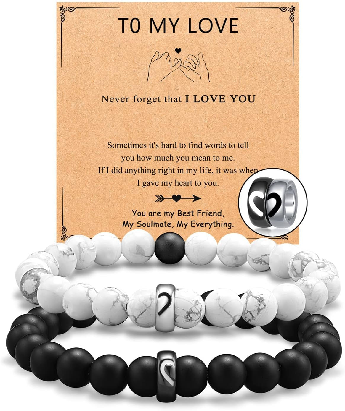 Matching Couple Heart Ring Bracelets