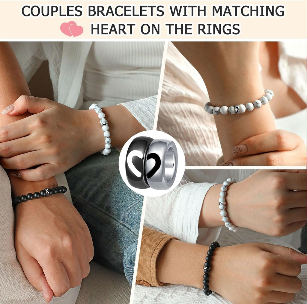 Matching Couple Heart Ring Bracelets