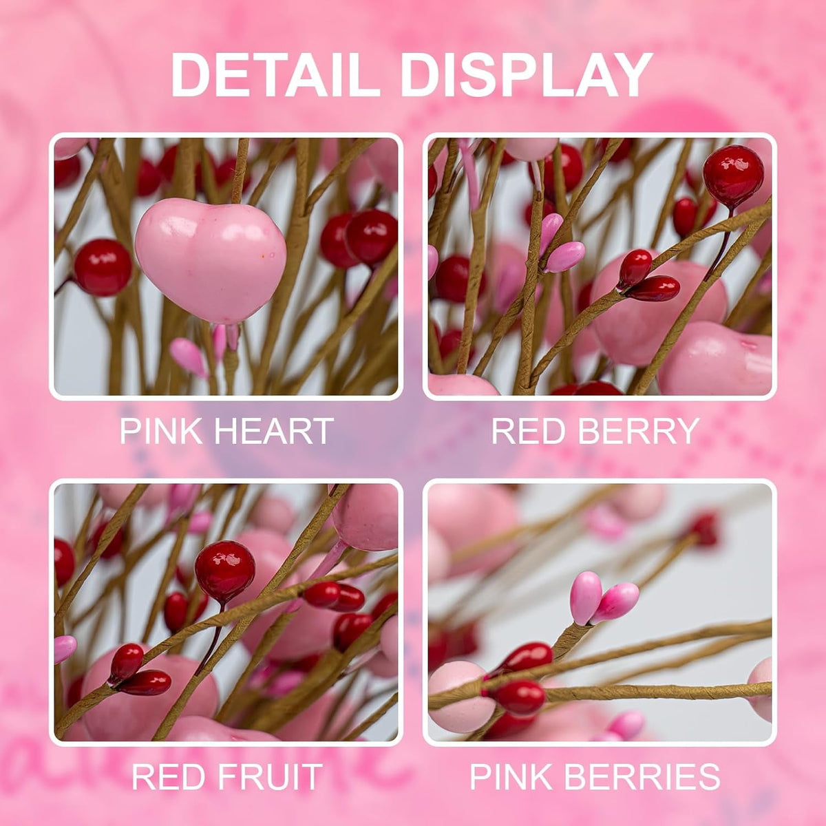 Heart Berry Stems Decorative Set