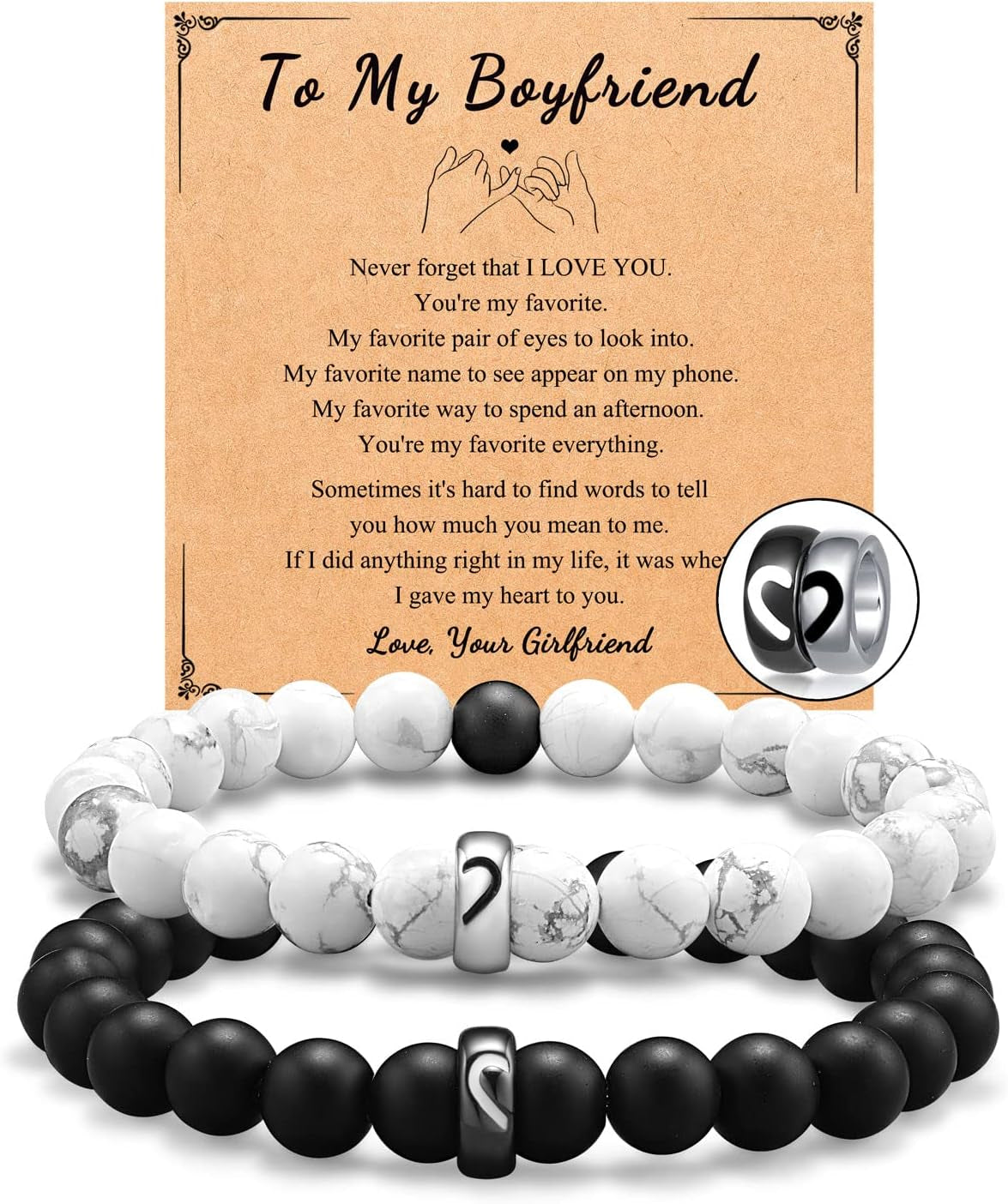Matching Couple Heart Ring Bracelets